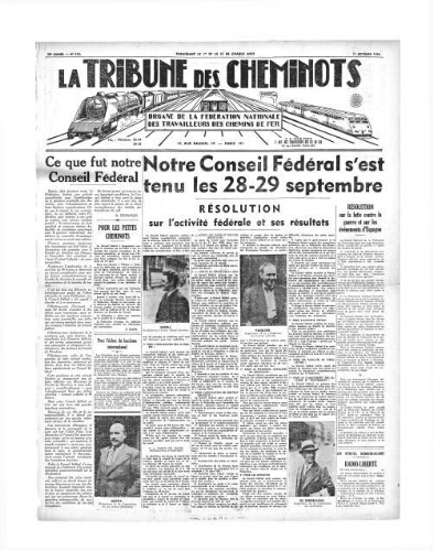 La Tribune des cheminots, n° 518, 1er octobre 1936
