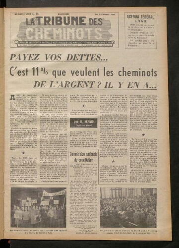 La Tribune des cheminots, n° 214, 1er décembre 1959