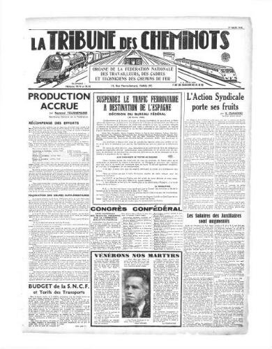 La Tribune des cheminots, [sans numérotation], 1er mars 1946