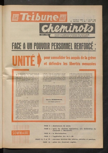 La Tribune des cheminots [actifs], n° 403, 2 juillet 1968