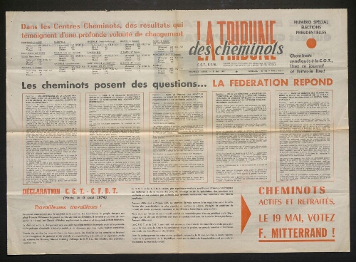 La Tribune des cheminots, n° 497, 8 mai 1974