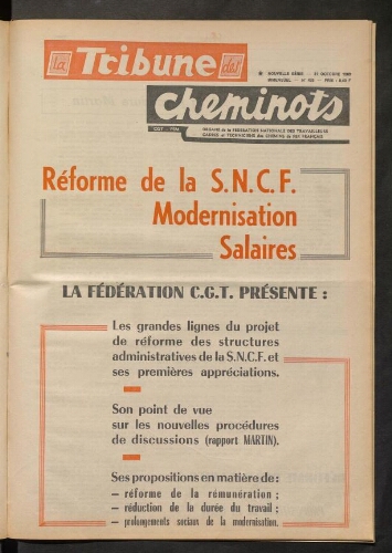 La Tribune des cheminots [actifs], n° 429, 31 octobre 1969