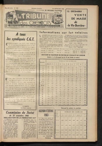 La Tribune des cheminots, n° 280, 24 novembre 1962