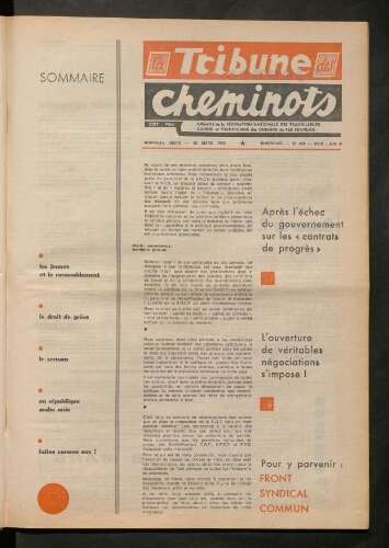 La Tribune des cheminots [actifs], n° 439, 26 mars 1970