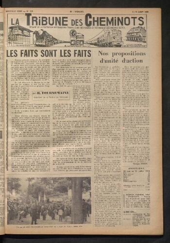 La Tribune des cheminots, n° 139, 1er août 1956 - 15 août 1956