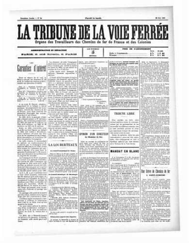 La Tribune de la voie ferrée, n° 65, 29 mai 1899