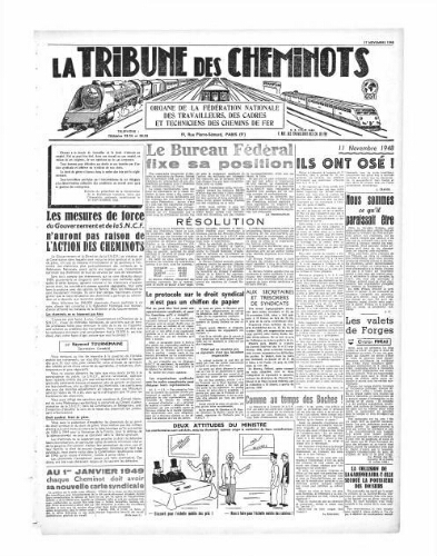 La Tribune des cheminots, [sans numérotation], 17 novembre 1948