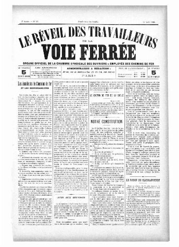 Le Réveil des travailleurs de la voie ferrée, n° 40, 14 août 1893