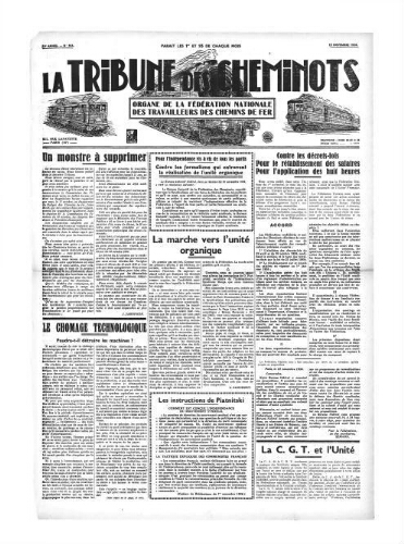 La Tribune des cheminots [confédérés], n° 464, 15 novembre 1934