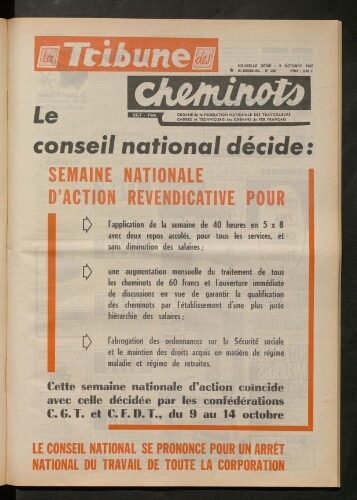 La Tribune des cheminots [actifs], n° 386, 3 octobre 1967