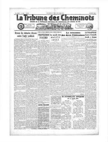 La Tribune des cheminots [unitaires], n° 405, 15 août 1934