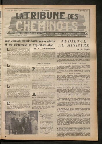 La Tribune des cheminots, n° 196, 1er février 1959