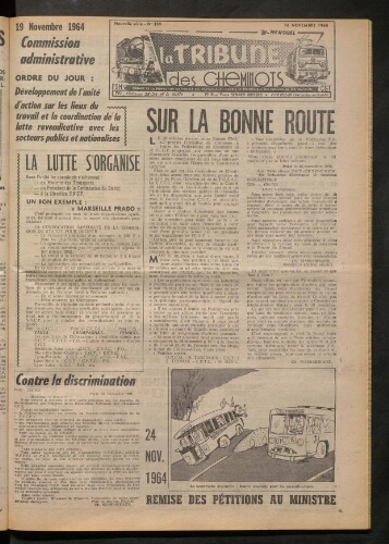La Tribune des cheminots, n° 324, 16 novembre 1964