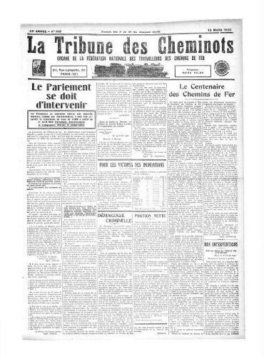 La Tribune des cheminots [confédérés], n° 352, 15 mars 1930
