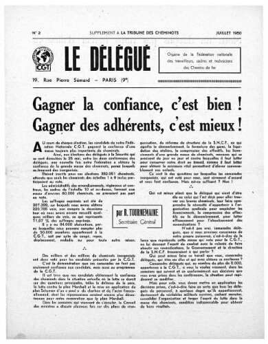 La Tribune des cheminots : Le Délégué, n° 2, Juillet 1950