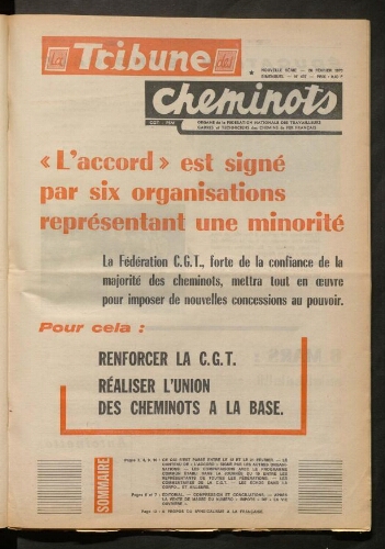 La Tribune des cheminots [actifs], n° 437, 26 février 1970