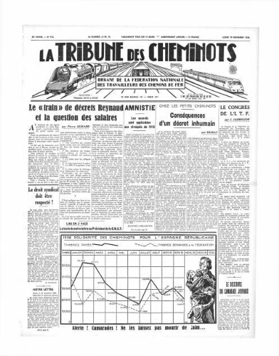 La Tribune des cheminots [édition 2 Vie des réseaux/régions], n° 572, 14 novembre 1938