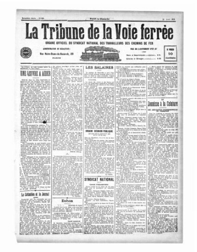 La Tribune de la voie ferrée, n° 560, 25 avril 1909