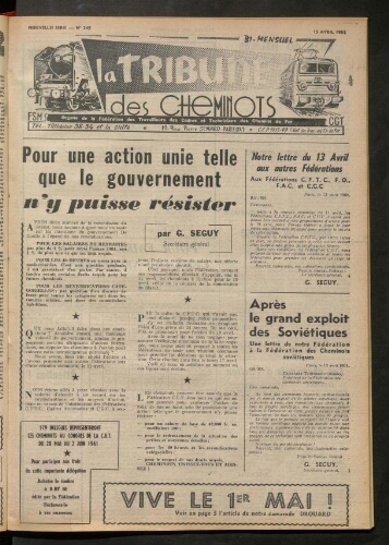 La Tribune des cheminots, n° 245, 15 avril 1961