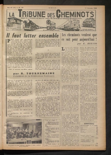 La Tribune des cheminots, n° 144, 1er novembre 1956