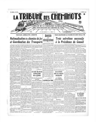La Tribune des cheminots [édition 1 Vie des réseaux/régions], n° 526, 1er février 1937