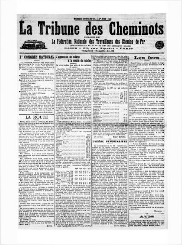 La Tribune des cheminots, n° 21, 1er juin 1918