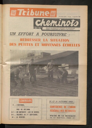 La Tribune des cheminots, n° 364, 3 octobre 1966