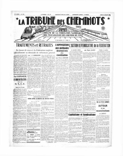 La Tribune des cheminots [édition 1 Vie des réseaux/régions], n° 590, 24 juillet 1939