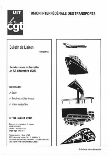 Bulletin de liaison de l'Union Interfédérale des Transports, n° 28, Juillet 2001