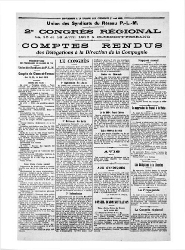 La Tribune des cheminots, supplément au n° 17, 1er avril 1918