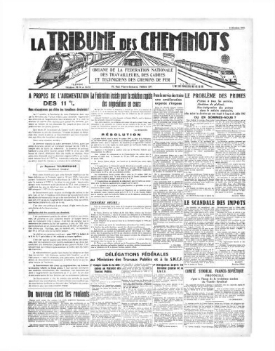 La Tribune des cheminots, [sans numérotation], 15 octobre 1947