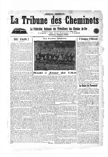 La Tribune des cheminots, n° 10, décembre 1917