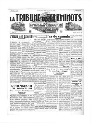 La Tribune des cheminots [confédérés], n° 488, 15 novembre 1935