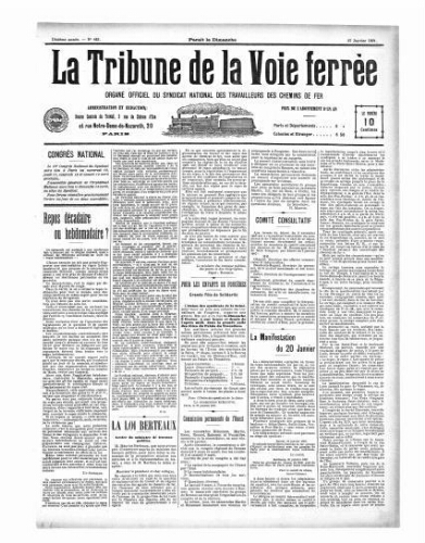 La Tribune de la voie ferrée, n° 443, 27 janvier 1907
