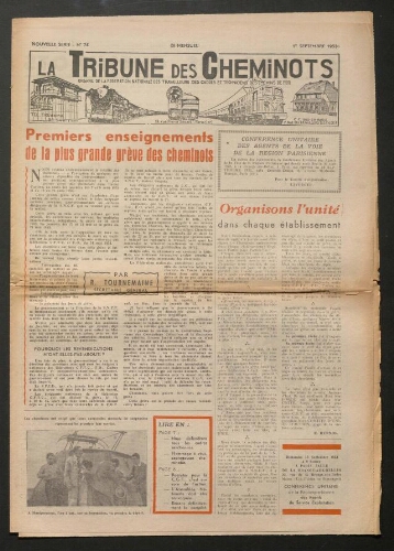 La Tribune des cheminots, n° 74, 1er septembre 1953