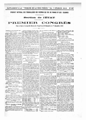 La Tribune de la voie ferrée, supplément n° 97, supplément au n° 756, 7 février 1913