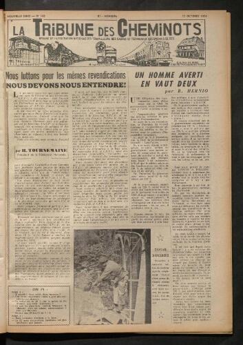 La Tribune des cheminots, n° 143, 15 octobre 1956