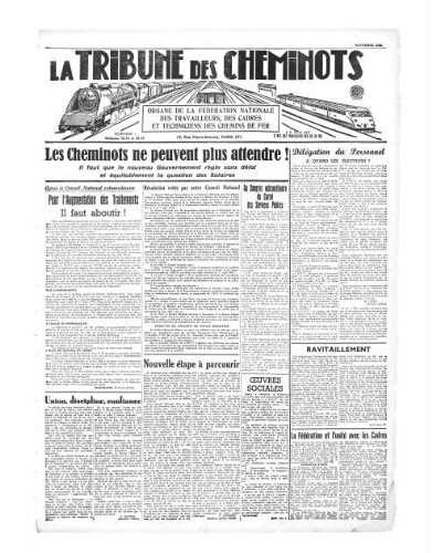 La Tribune des cheminots, [sans numérotation], Novembre 1945