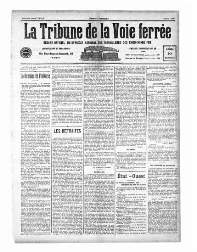 La Tribune de la voie ferrée, n° 554, 14 mars 1909