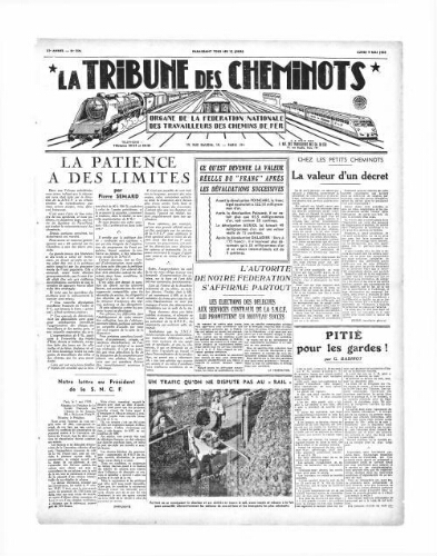 La Tribune des cheminots [édition 1 Vie des réseaux/régions], n° 559, 9 mai 1938