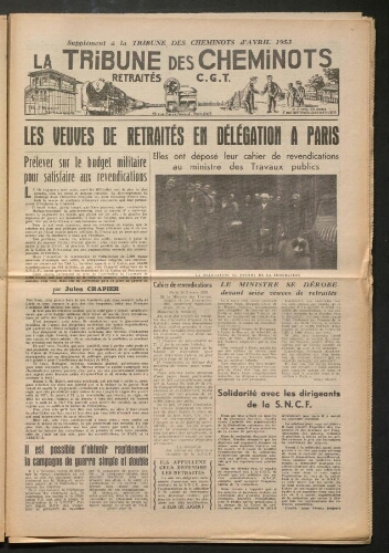 La Tribune des cheminots retraités CGT, supplément, Avril 1953