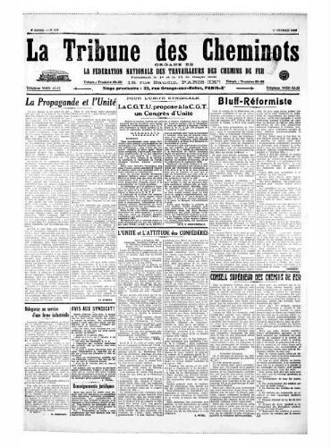 La Tribune des cheminots [unitaires], n° 176, 1er février 1925