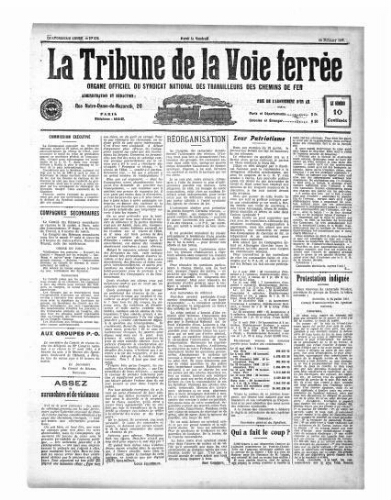 La Tribune de la voie ferrée, n° 676, 28 juillet 1911