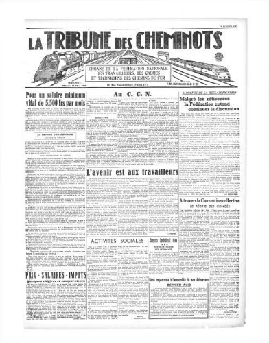La Tribune des cheminots, [sans numérotation], 15 janvier 1947