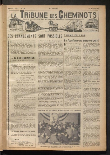 La Tribune des cheminots, n° 129, 15 février 1956