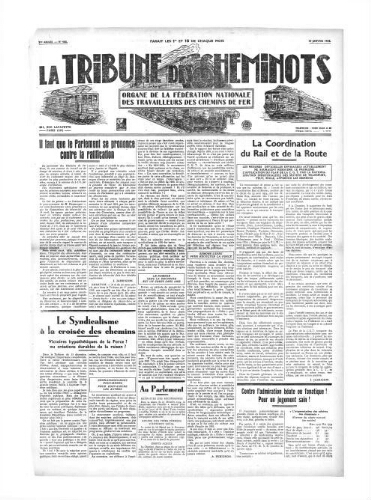 La Tribune des cheminots [confédérés], n° 468, 15 janvier 1935