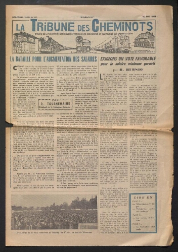 La Tribune des cheminots, n° 91, 15 mai 1954