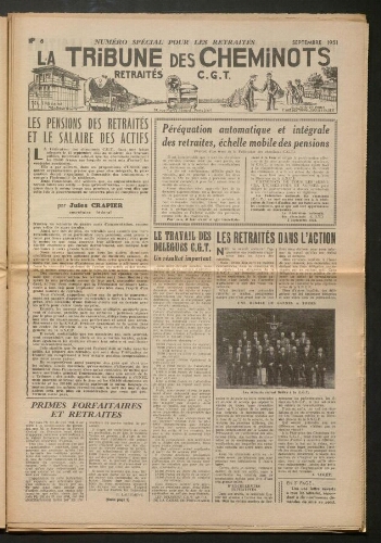 La Tribune des cheminots retraités CGT, supplément n° 6, Septembre 1951