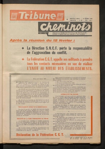 La Tribune des cheminots [actifs], n° 436, 13 février 1970
