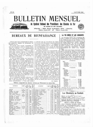 Bulletin mensuel du syndicat national des travailleurs des chemins de fer de France et des colonies, n° 18, Janvier 1916